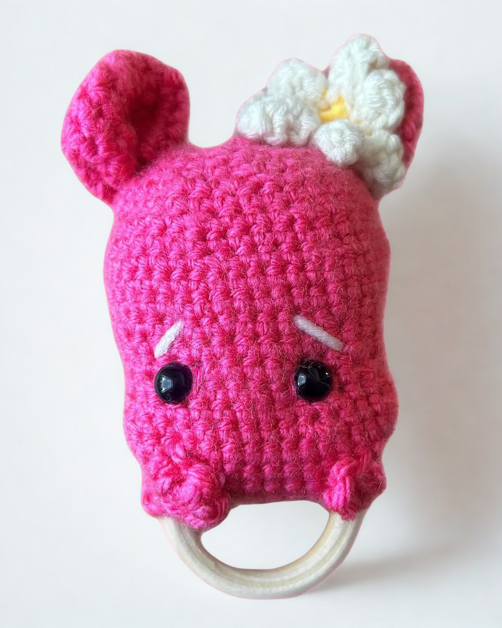 Crochet baby hippo teether
